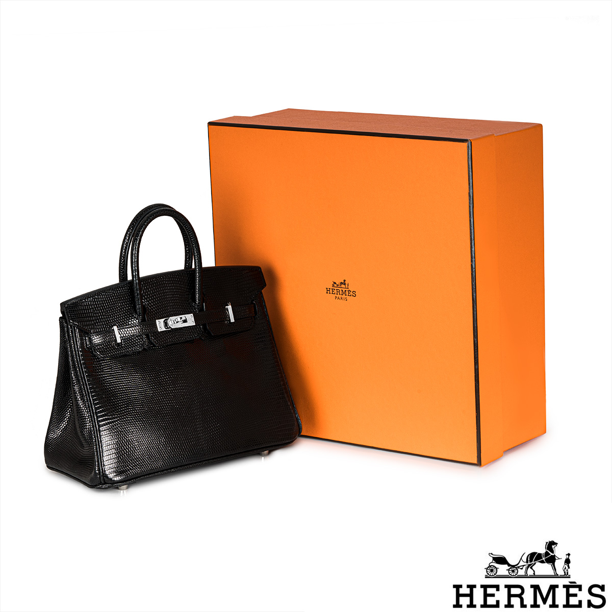 Hermès Birkin 25cm Noir Lezard Niloticus Lisse PHW